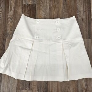 Red Valentino Women's EU 44/US 8 Nautical Mini Skirt Pleated Button Front White‎